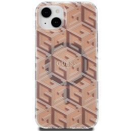 Guess IML GCube MagSafe dėklas iPhone 15 Plus / 14 Plus - rudas