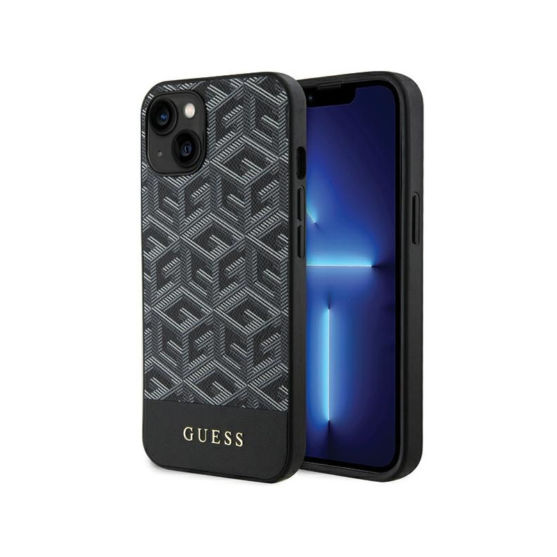 Guess GCube Stripes MagSafe dėklas, skirtas iPhone 15 / 14 / 13 - juodas