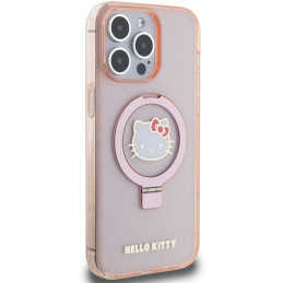 „Hello Kitty“ žiedinis stovas „Blizgantis Electrop Logo MagSafe“ dėklas, skirtas „iPhone 15 Pro Max“ – rožinis