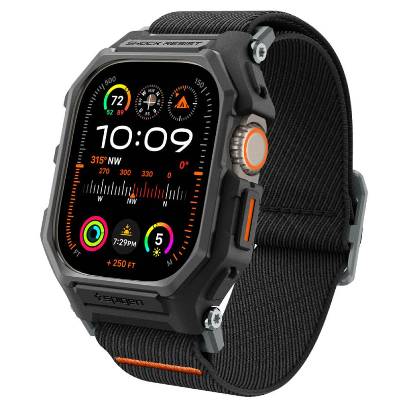 Spigen Lite Fit Pro dėklas su dirželiu, skirtas Apple Watch Ultra 1/ 2 (49 mm) - matinė juoda