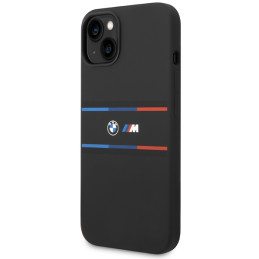 BMW M Silicone Tricolor Lines dėklas iPhone 15 / 14 / 13 - juodas