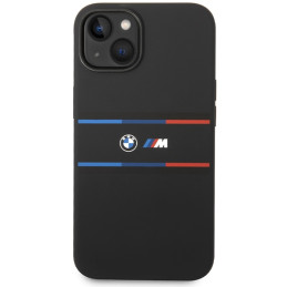 BMW M Silicone Tricolor Lines dėklas iPhone 15 / 14 / 13 - juodas