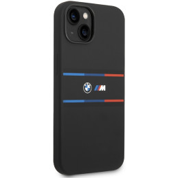 BMW M Silicone Tricolor Lines dėklas iPhone 15 / 14 / 13 - juodas