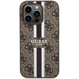 Guess 4G Printed Stripes MagSafe dėklas iPhone 15 Pro - rudas
