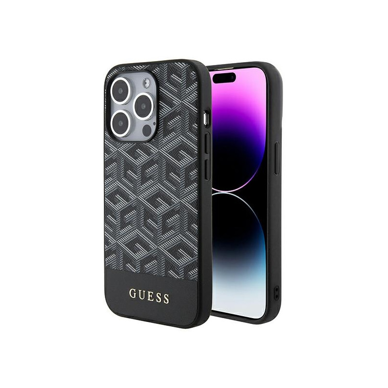 Guess GCube Stripes MagSafe dėklas iPhone 15 Pro Max - juodas