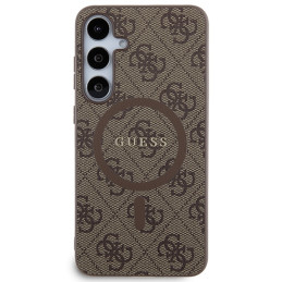 Guess 4G Collection Leather Metal Logo MagSafe dėklas Samsung Galaxy S24+ - rudas