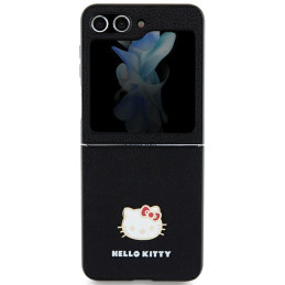 Hello Kitty Metal Logo Kitty Head dėklas, skirtas Samsung Galaxy Z Flip 5 - juodas