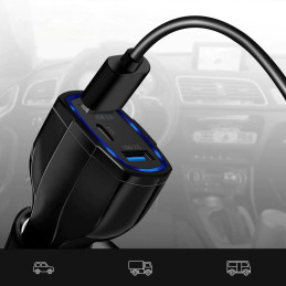 Wozinsky automobilinis įkroviklis USB x2 ir USB C juodas (WCC-01)