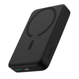 Baseus Magnetic Mini Induction Powerbank 10000mAh 30W - juodas + USB-C - USB-C laidas