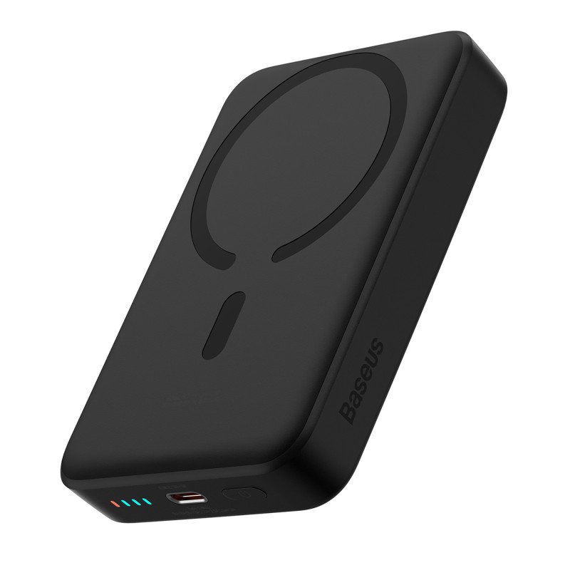 Baseus Magnetic Mini Induction Powerbank 10000mAh 30W - juodas + USB-C - USB-C laidas