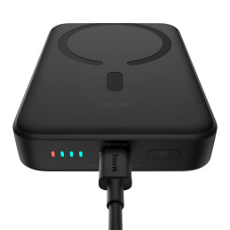 Baseus Magnetic Mini Induction Powerbank 10000mAh 30W - juodas + USB-C - USB-C laidas