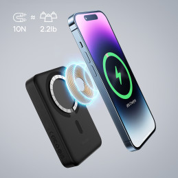 Baseus Magnetic Mini Induction Powerbank 10000mAh 30W - juodas + USB-C - USB-C laidas