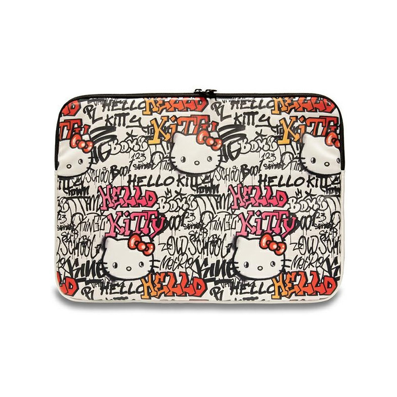 Hello Kitty PU metalinis logotipo dėklas skirtas 14" nešiojamam kompiuteriui - smėlio spalvos