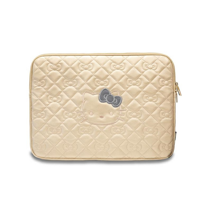 Hello Kitty Zip PU Quilted Bows dėklas 14" nešiojamam kompiuteriui - auksinis