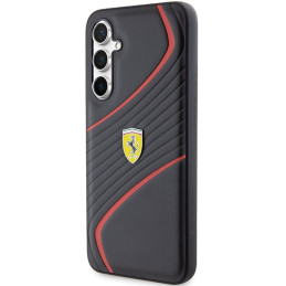 Ferrari Twist Metal Logo dėklas, skirtas Samsung Galaxy S23 FE - juodas