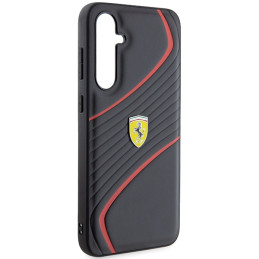 Ferrari Twist Metal Logo dėklas, skirtas Samsung Galaxy S23 FE - juodas