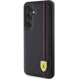 Ferrari Carbon Printed Line dėklas, skirtas Samsung Galaxy S24+ - juodas