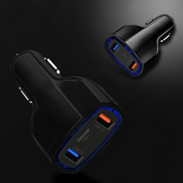 Wozinsky automobilinis įkroviklis USB x2 ir USB C juodas (WCC-01)