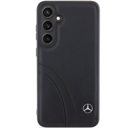 Mercedes Leather Curved Stitches dėklas Samsung Galaxy S24+ - juodas
