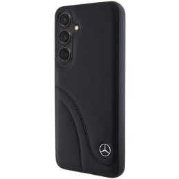 Mercedes Leather Curved Stitches dėklas Samsung Galaxy S24 - juodas