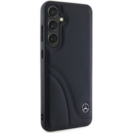 Mercedes Leather Curved Stitches dėklas Samsung Galaxy S24 - juodas