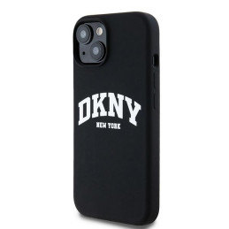 DKNY skysto silikono baltas spausdintas logotipas MagSafe dėklas, skirtas iPhone 14/ 15/ 13 – juodas