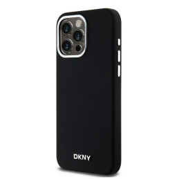 DKNY skysto silikono mažas metalinis logotipas MagSafe dėklas, skirtas iPhone 14 Pro Max - juodas