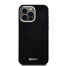 DKNY skysto silikono mažas metalinis logotipas MagSafe dėklas, skirtas iPhone 14 Pro Max - juodas