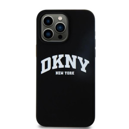 DKNY Liquid Silicone White Printed Logo MagSafe dėklas iPhone 14 Pro Max - juodas