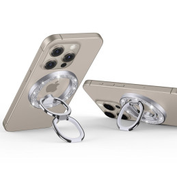 ESR Halolock MagSafe žiedinis stovas telefonui - sidabrinis ir blizgantis
