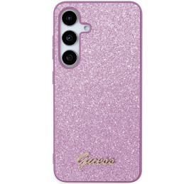 Guess Glitter Script dėklas, skirtas Samsung Galaxy S24+ - violetinis