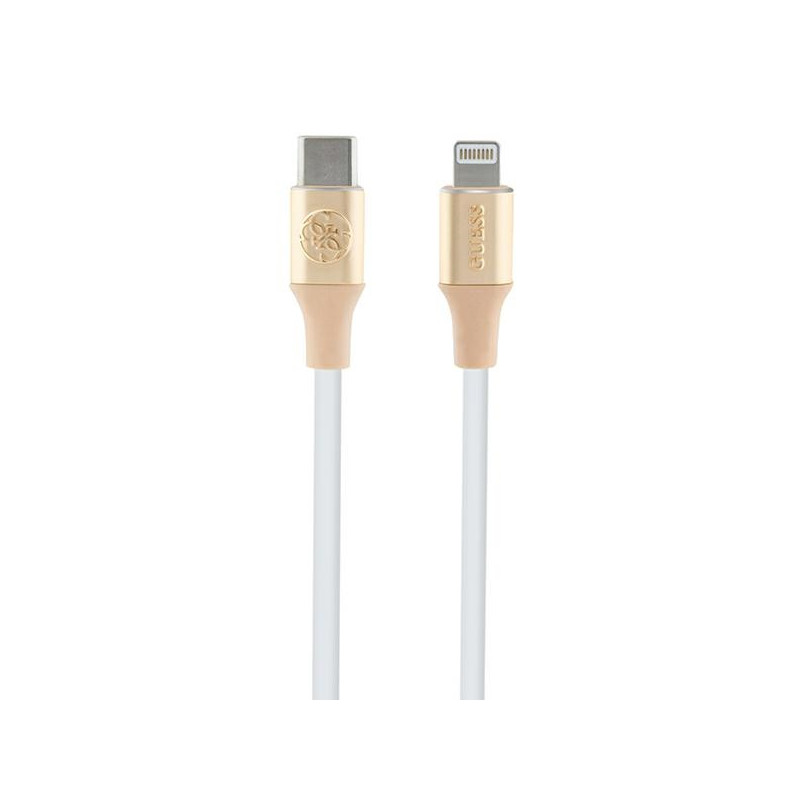 Guess Ebossed Logo USB-C / Lightning laidas 1,5 m greitas įkrovimas - aukso spalvos