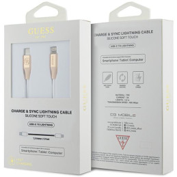 Guess Ebossed Logo USB-C / Lightning laidas 1,5 m greitas įkrovimas - aukso spalvos