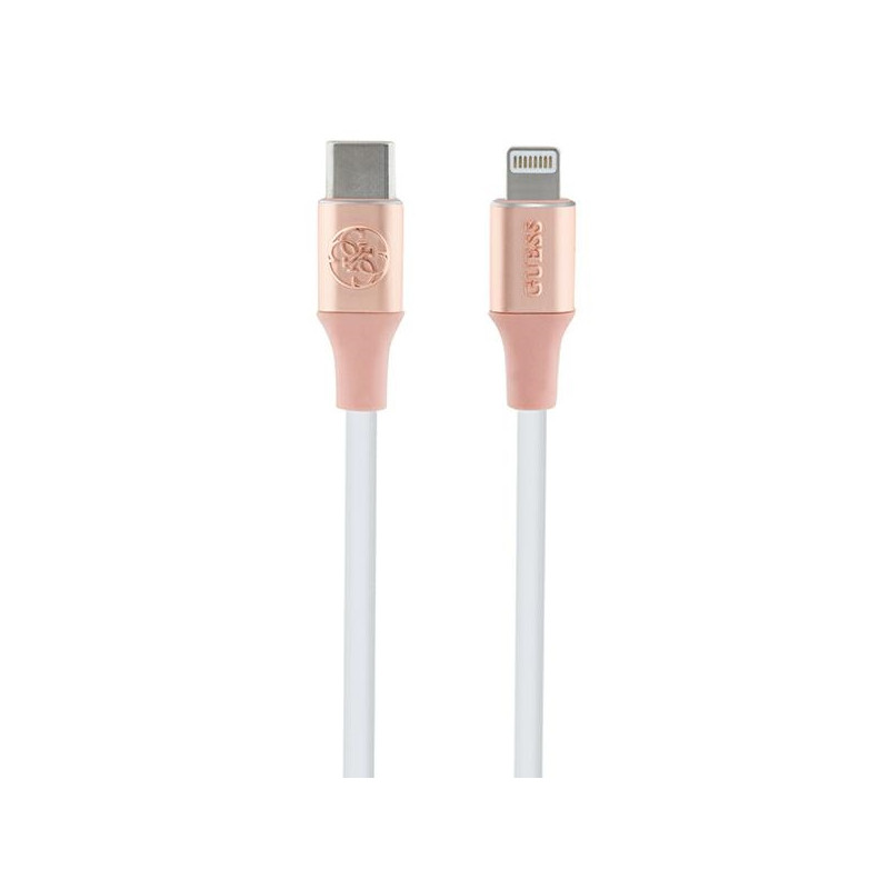 Guess Ebossed Logo USB-C / žaibo laidas, 1,5 m greitas įkrovimas – rožinė