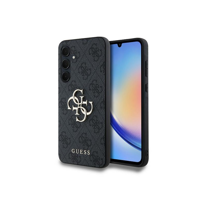 Guess 4G Big Metal Logo dėklas, skirtas Samsung Galaxy A35 - juodas