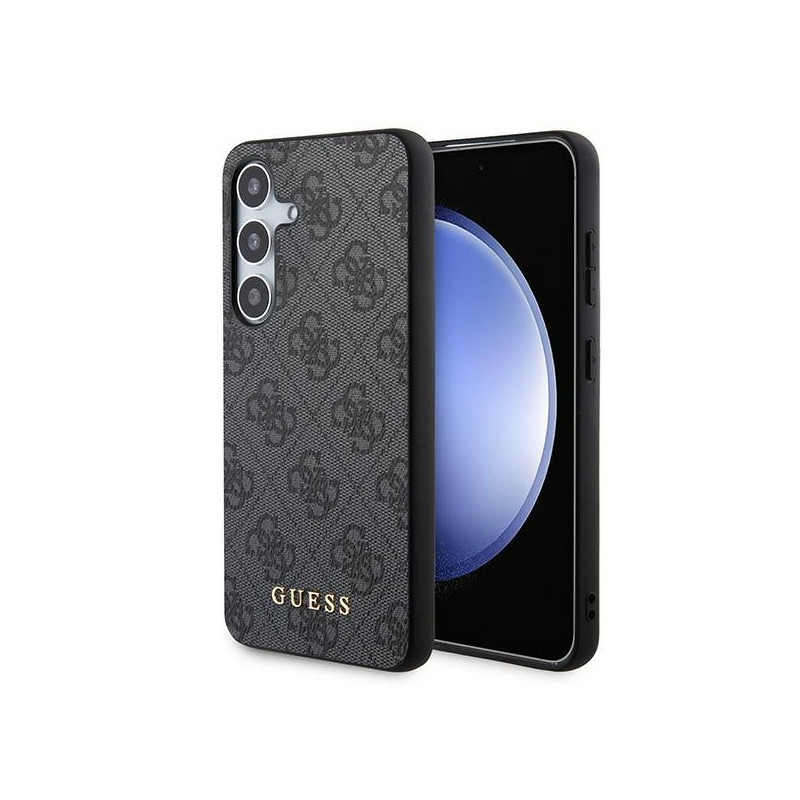 Guess 4G Metal Gold Logo dėklas, skirtas Samsung Galaxy A35 - juodas