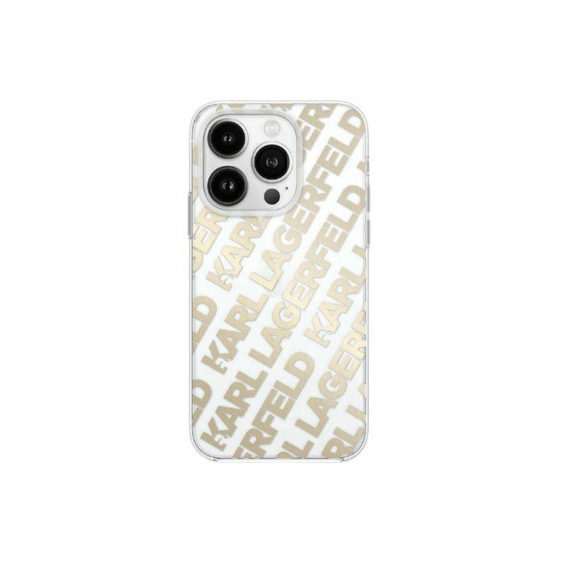 Karl Lagerfeld IML Fullover Logo dėklas iPhone 15 Pro - auksinis