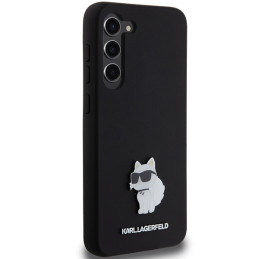 Karl Lagerfeld Silicone Choupette Metal Pin dėklas Samsung Galaxy S24+ - juodas