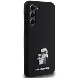 Karl Lagerfeld Silicone Karl&Choupette Metal Pin dėklas Samsung Galaxy S24+ - juodas