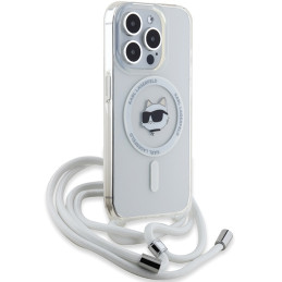 Karl Lagerfeld IML Choupette Head & Cord MagSafe dėklas, skirtas iPhone 13 Pro Max - skaidrus