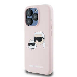Karl Lagerfeld Silicone Karl&Choupette MagSafe dėklas iPhone 15 Pro - rožinis