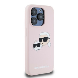 Karl Lagerfeld Silicone Karl&Choupette MagSafe dėklas iPhone 15 Pro - rožinis