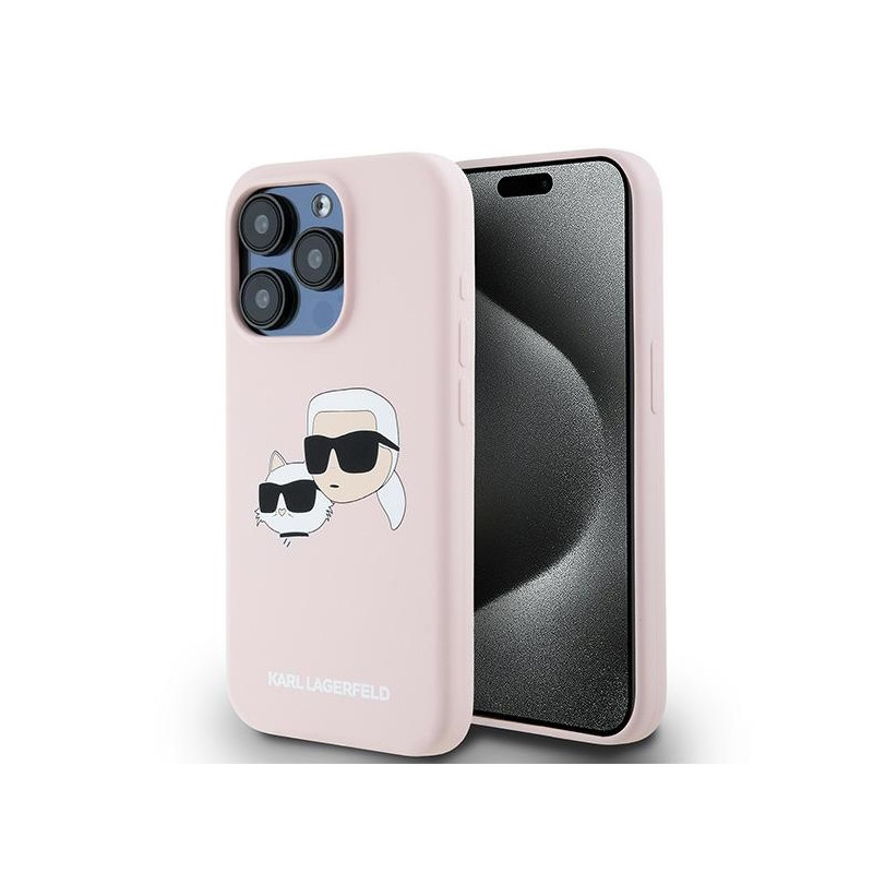 Karl Lagerfeld Silicone Karl&Choupette MagSafe dėklas iPhone 15 Pro Max - rožinis