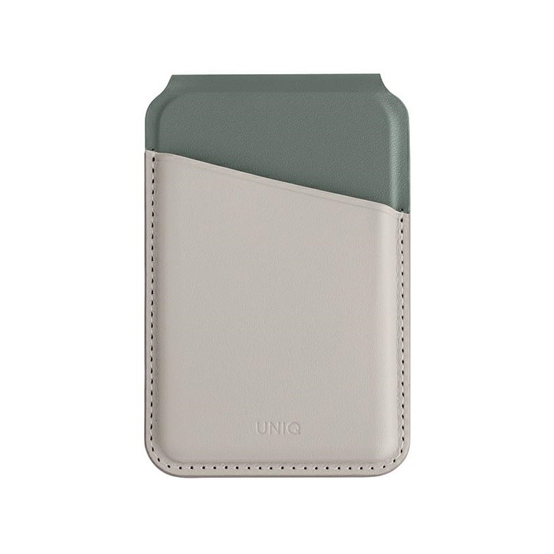 UNIQ Lyden DS magnetinė RFID piniginė su telefono stovu - smėlio ir žalios spalvos