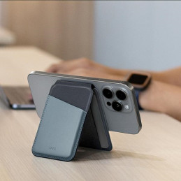 UNIQ Lyden DS magnetinė RFID piniginė su telefono stovu - smėlio ir žalios spalvos