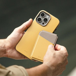 UNIQ Lyden DS magnetinė RFID piniginė su telefono stoveliu - geltonai pilka
