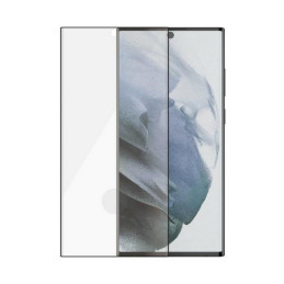 PanzerGlass E2E Microfracture antibakterinis stiklas, skirtas Samsung Galaxy S22 Ultra - su juodu rėmeliu