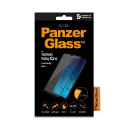 PanzerGlass E2E Įprastas grūdintas stiklas, skirtas Samsung Galaxy A22 5G - su juodu rėmeliu
