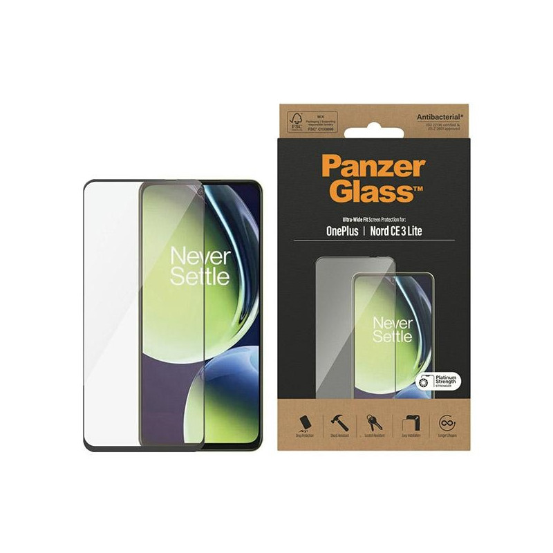 „PanzerGlass Ultra-Wide Fit“ grūdintas stiklas „OnePlus Nord CE 3 Lite“.