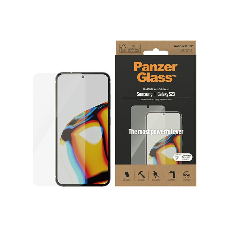 PanzerGlass Ultra-Wide Fit grūdintas stiklas, skirtas Samsung Galaxy S23